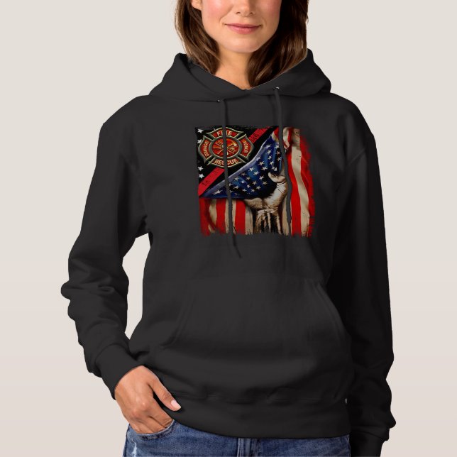 Moletom Firefighter American Flag Firefighter Vibes Labor  (Frente)