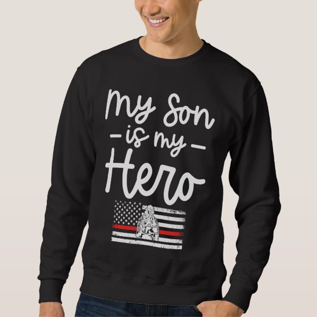 Moletom Firefighter Mom  My Son is my Hero Thin Red Line F (Frente)