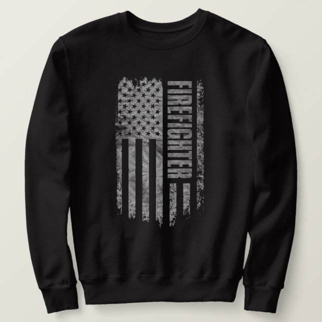 Moletom Firefighter USA Flag Distressed design (Frente do Design)
