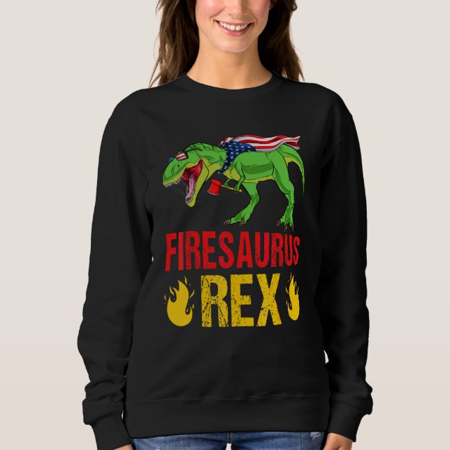 Moletom Firesaurus Rex Dinossauros Fogo Bombeiro Vintage (Frente)