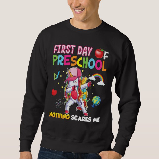 Moletom First Day Of Preschool Nothing Scares Me Unicorn B (Frente)