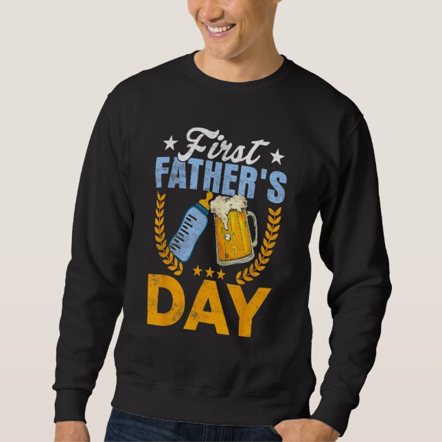 Moletom First Father s Day  Beer Baby Bottle Dad Daddy Men (Frente)