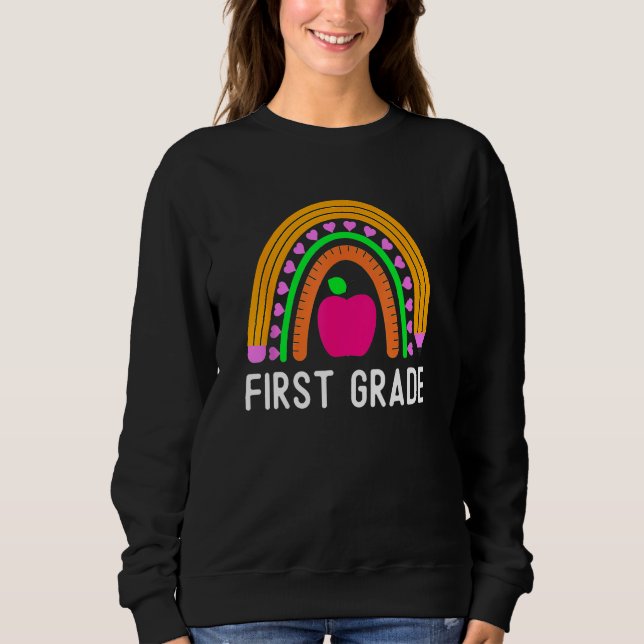 Moletom First Grade Rainbow Girls Boys Teacher Team 1st Gr (Frente)