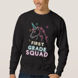 Moletom First Grade Squad Glow Unicorn 1st Grade Team Day 