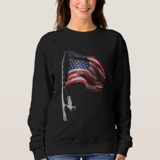 Moletom Fishing American Flag Fisherman Patriotic Day 4th