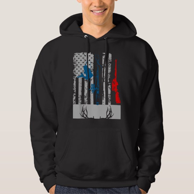 Moletom Fishing And Deer Hunting American Flag For Hunter  (Frente)