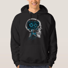 Moletom Fita Cassete Azul Neon Crânio Arte de Onda Sonora