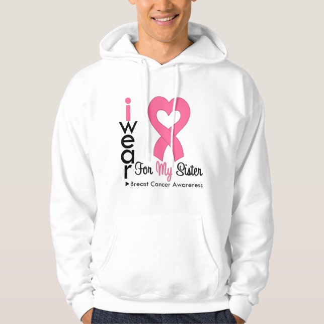 Moletom Fita De Coração Do Cancer Da Mama Para A Minha Irm (Frente)
