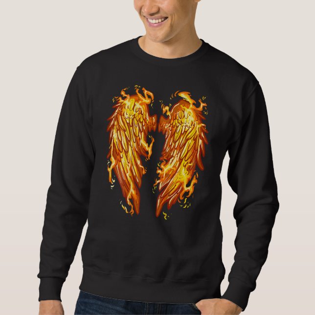 Moletom Flaming Angel Wings On Back Fire Feathers (Frente)