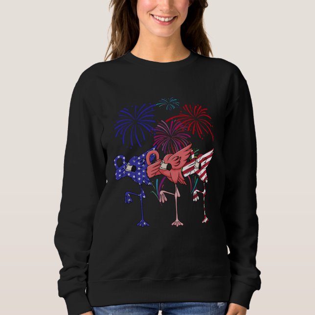 Moletom Flamingo American Flag Firework Independence Day (Frente)