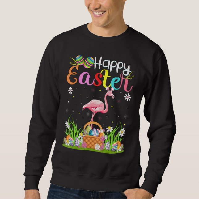 Moletom Flamingo Bird Bunny Egg Caça Flamingo Happy Ea (Frente)