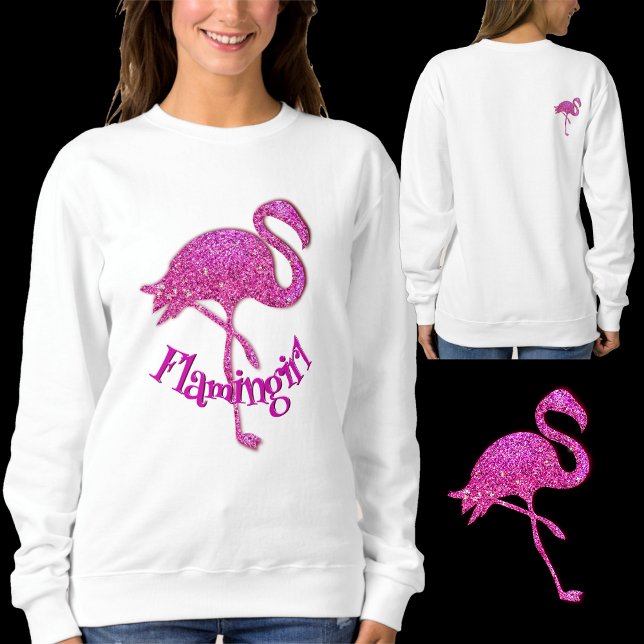 Moletom Flamingo brilho rosa - texto personalizável (Criador carregado)
