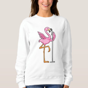 Moletom Flamingo cantando com microfone