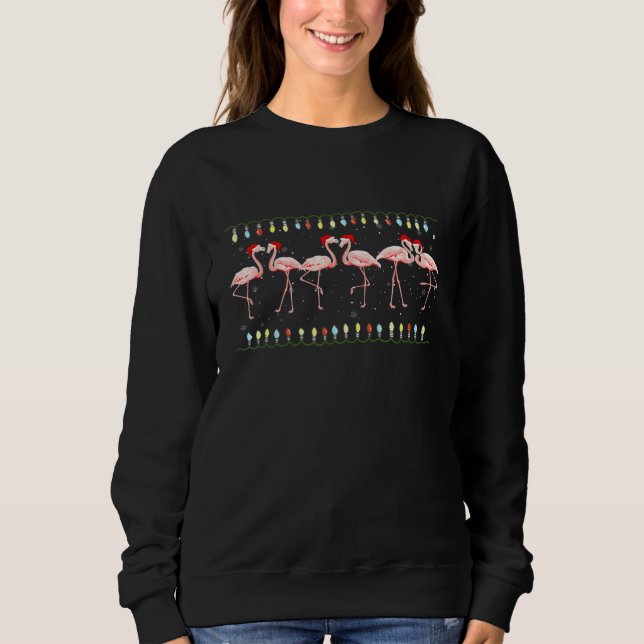 Moletom Flamingo Christmas Em Julho Santa Hat Xmas Light S (Frente)