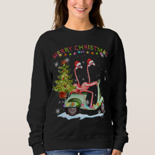 Moletom Flamingo Christmas Motorcycle Xmas Lights Feliz Ch