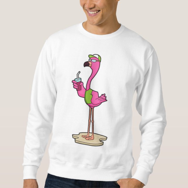 Moletom Flamingo com óculos de sol e Boné (Frente)