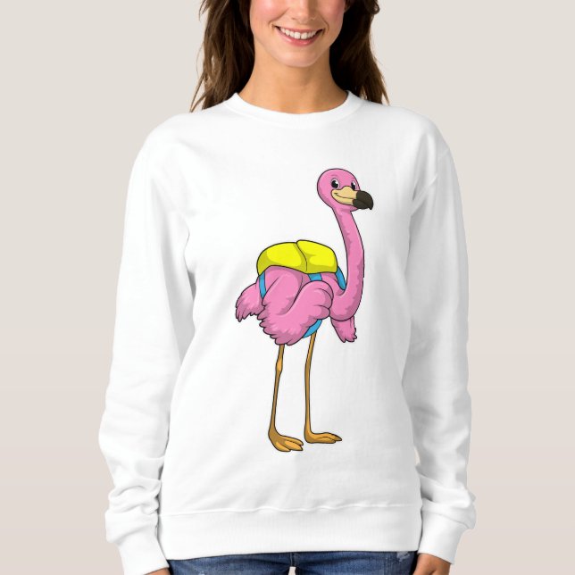 Moletom Flamingo como Alunos com saco escolar (Frente)