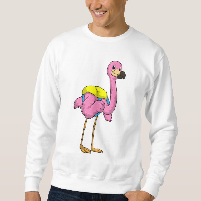 Moletom Flamingo como Alunos com saco escolar (Frente)