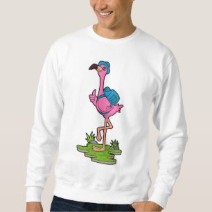 Moletom Flamingo como Hiker com mochila