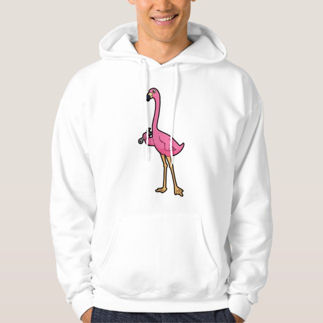 Moletom Flamingo como mecânico com chave inglesa (Frente)