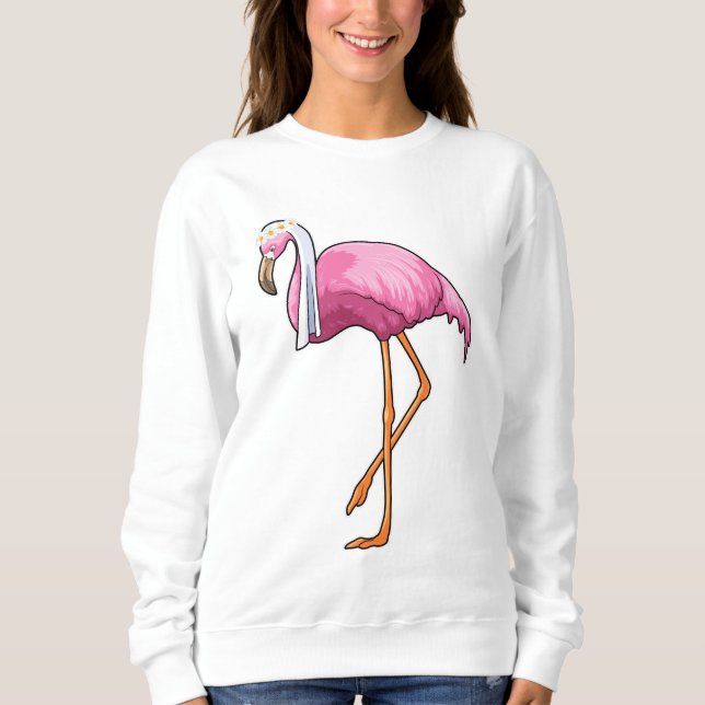 Moletom Flamingo como Noiva com Véu (Frente)