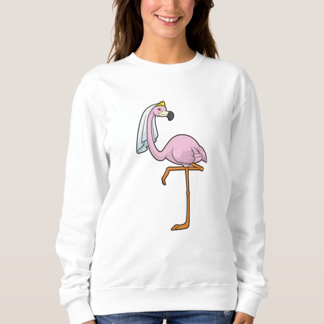 Moletom Flamingo como Noiva em Casamento com Véu (Frente)