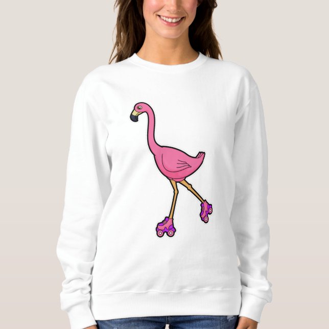 Moletom Flamingo como Skater com skates Roller (Frente)