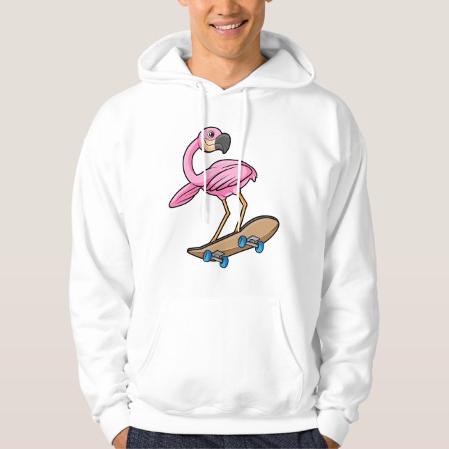 Moletom Flamingo como skatista com skate (Frente)