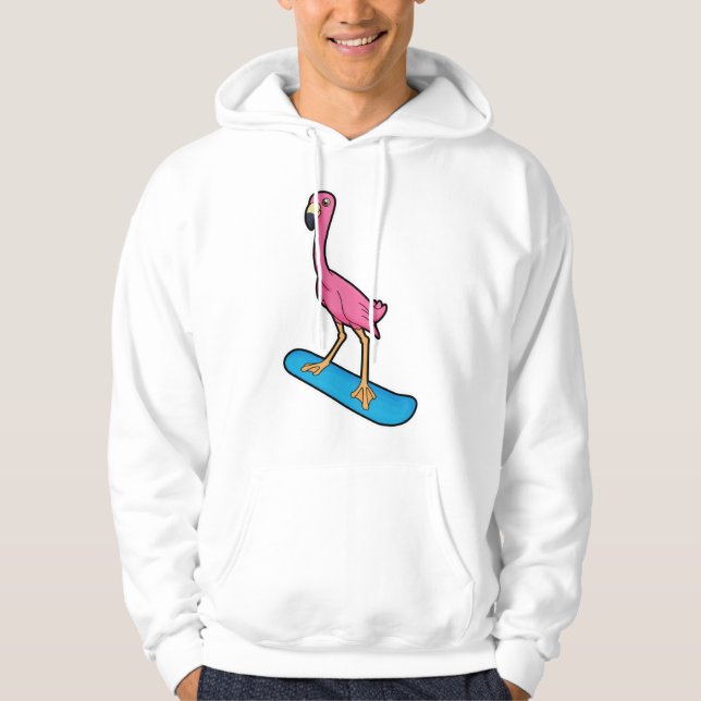 Moletom Flamingo como Snowboarder com Snowbaord (Frente)