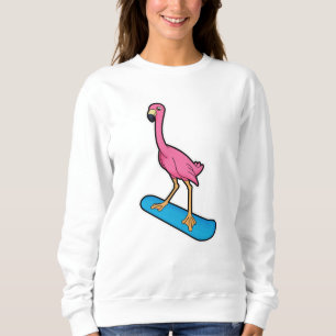Moletom Flamingo como Snowboarder com Snowbaord