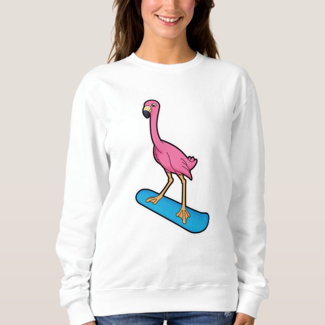 Moletom Flamingo como Snowboarder com Snowbaord (Frente)