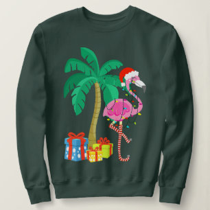Moletom Flamingo cor-de-rosa Palm Tree Tropical Xmas Fu