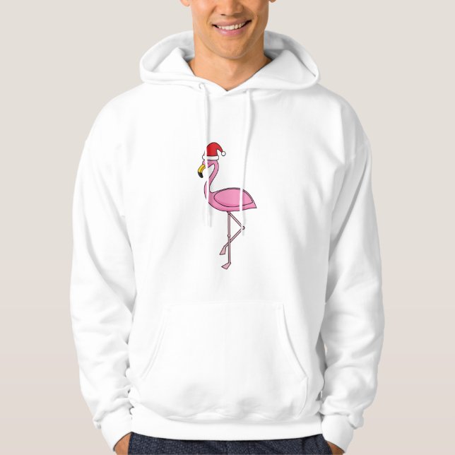 Moletom Flamingo de Natal com Santa Hat (Frente)