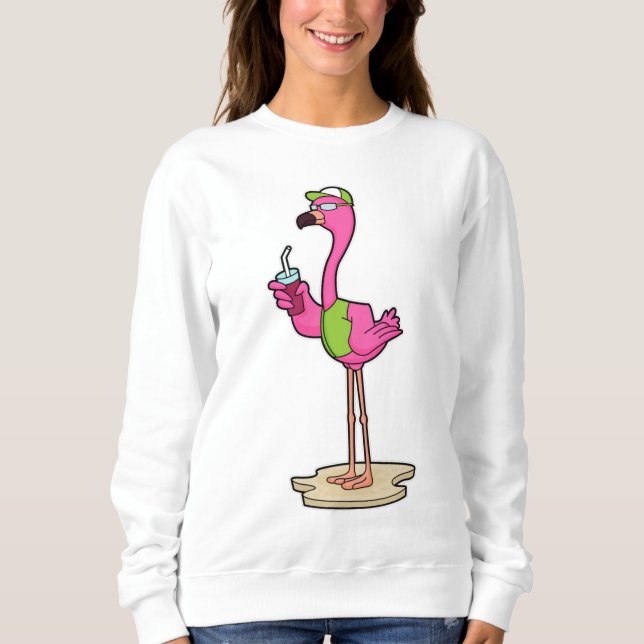 Moletom Flamingo de Óculos de Sol & Boné (Frente)