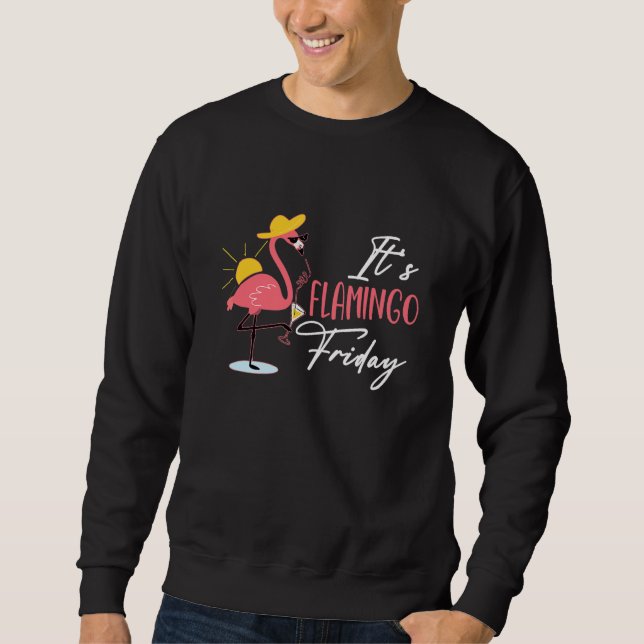 Moletom Flamingo É Flamingo Sexta-feira Pássaros Usando Óc (Frente)