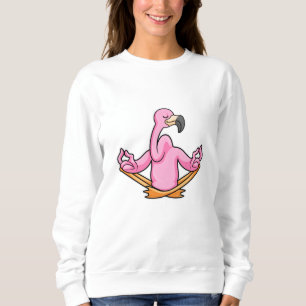 Moletom Flamingo em Yoga, na perna cruzada