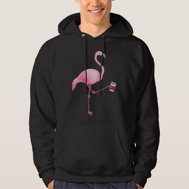 Moletom Flamingo Holding Coffee Tropical Gag Graphic (Frente)