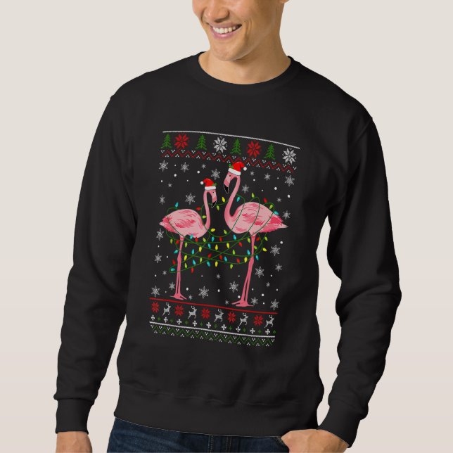 Moletom Flamingo Lights Tangida Feia Doce De Natal Ani (Frente)