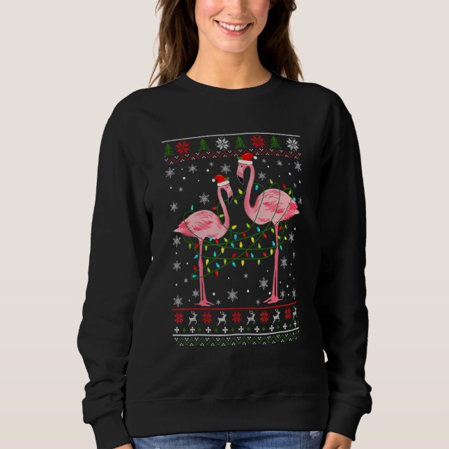 Moletom Flamingo Lights Tangida Feia Doce De Natal Ani (Frente)