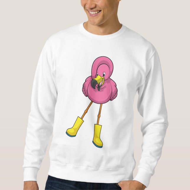 Moletom Flamingo na chuva com botas de borracha (Frente)
