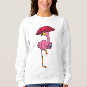 Moletom Flamingo na chuva com guarda-chuva