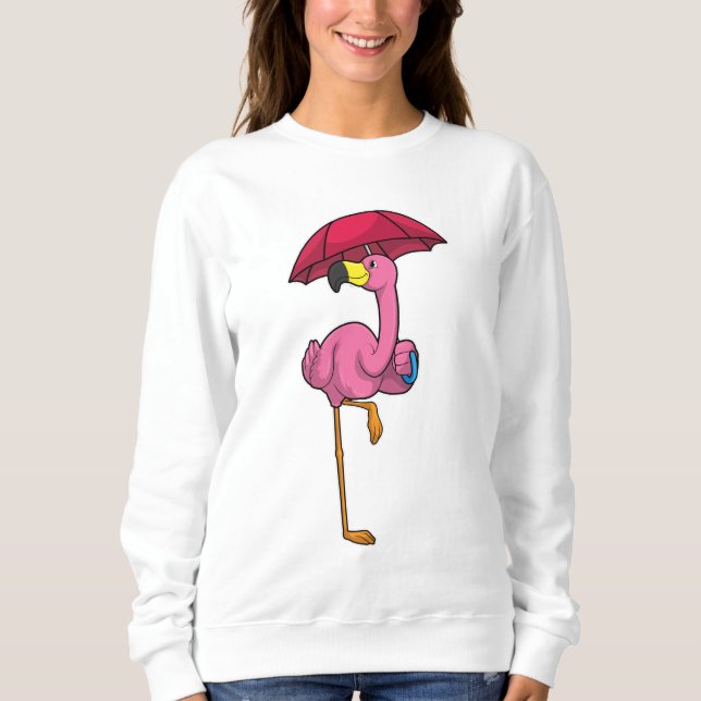 Moletom Flamingo na chuva com guarda-chuva (Frente)