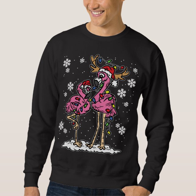 Moletom Flamingo Natal Ilumina Santa Hama Pajama Cute An (Frente)