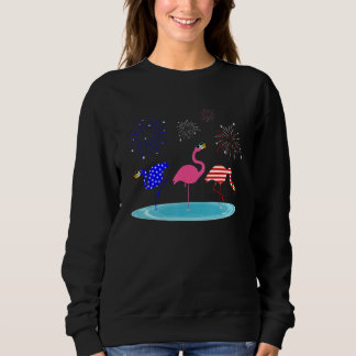 Moletom Flamingo Red White Blue Fireworks 4th Of July Amer