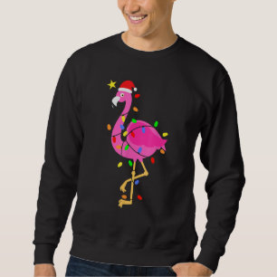 Moletom Flamingo rosa engraçado no Natal de Santa Hábito e