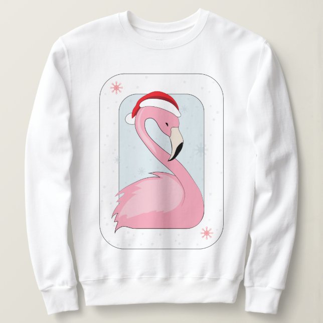 Moletom Flamingo rosa no Santa Hat (Frente do Design)
