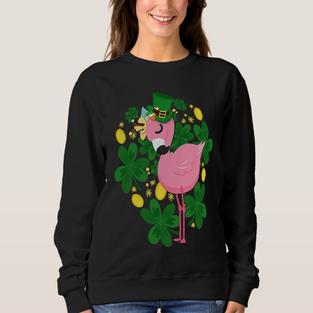 Moletom Flamingo St Patrick Day Pink Bird (Frente)