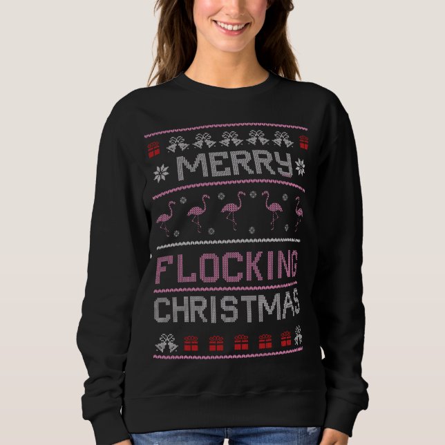 Moletom Flamingo Ugly Sweater Xmas (Frente)