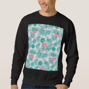 Moletom flamingos cor-de-rosa, palmeiras verdes, tropicais