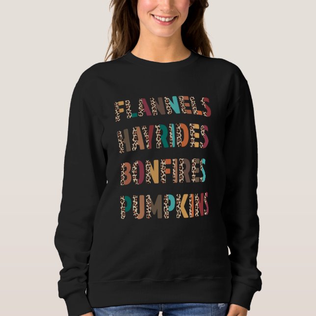 Moletom Flannels Hayrides Bonfire Pumpkins Boho Leopardo F (Frente)